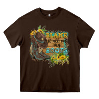 Chocolate Brown Blame It All On My Boots Heavy Core Tee - FaDigitalArtStudio