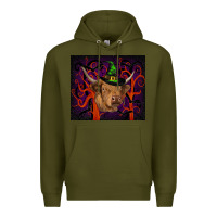 Army Green halloween glitter highland cow tumbler Premium Hoodie - RanaPortraitStore