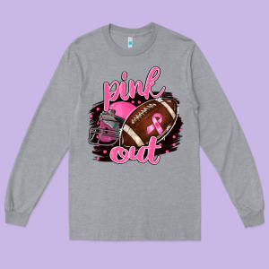 Pink Out Football Long Sleeve Tee Designed By Barkaloodesign