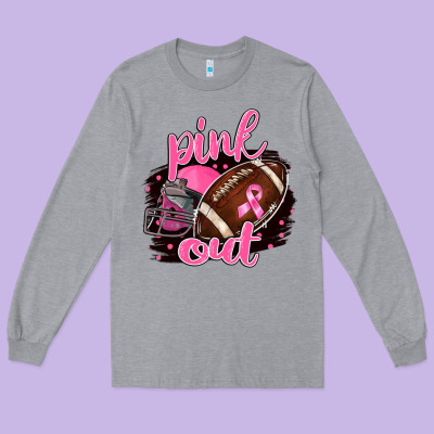 Pink Out Football Long Sleeve Tee Designed By Barkaloodesign