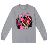 Heather Grey Pink Out Football Long Sleeve Tee - BarkalooDesign