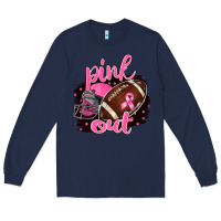 Navy Pink Out Football Long Sleeve Tee - BarkalooDesign