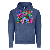 Vintage Denim stitch and lilo rainbow Vintage Hoodie - AdoDesignShop