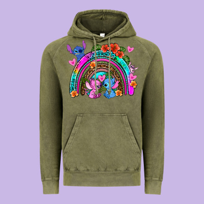 Stitch And Lilo Rainbow Vintage Hoodie Designed By Adodesignshop