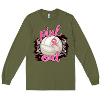 Army Green Pink Out Volleyball Long Sleeve Tee - BarkalooDesign