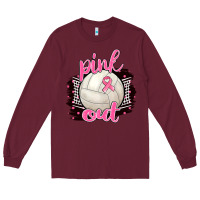 Burgundy Pink Out Volleyball Long Sleeve Tee - BarkalooDesign