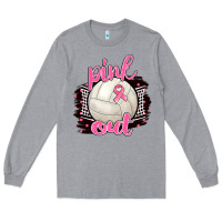 Heather Grey Pink Out Volleyball Long Sleeve Tee - BarkalooDesign