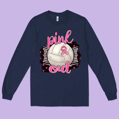 Pink Out Volleyball Long Sleeve Tee Designed By Barkaloodesign