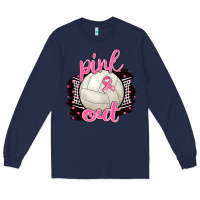 Navy Pink Out Volleyball Long Sleeve Tee - BarkalooDesign