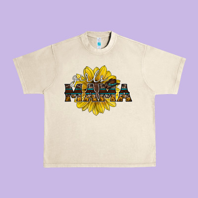 Girls Mama Sunflower Urban Heavy Tee Designed By Racoondesign