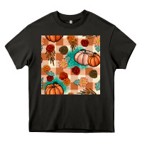 Asphalt floral pumpkins seamless pattern Heavy Core Tee - BundleAndBundleShop
