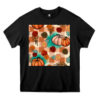 Black floral pumpkins seamless pattern Heavy Core Tee - BundleAndBundleShop
