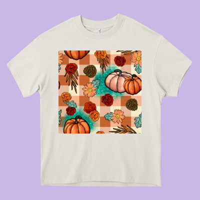Floral Pumpkins Seamless Pattern Heavy Core Tee Designed By Bundleandbundleshop