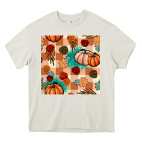 Cream floral pumpkins seamless pattern Heavy Core Tee - BundleAndBundleShop