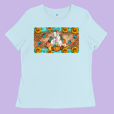 Goat Family Fall Pumpkins Ladies Tee Designed By Artiststas