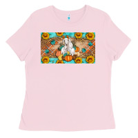 Bubblegum Pink Goat Family Fall Pumpkins Ladies Tee - Artiststas