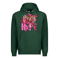 Sports Green hope with woman hands Premium Hoodie - AdoDesignShop