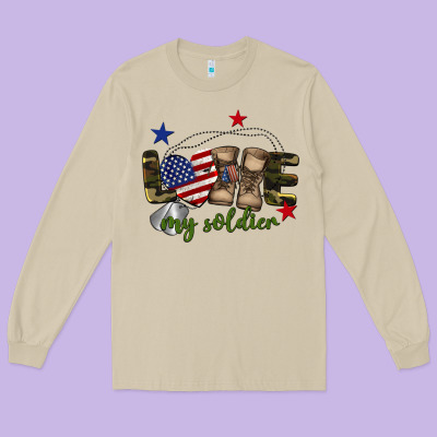 Love My Soldier Long Sleeve Tee Designed By Barkaloodesign