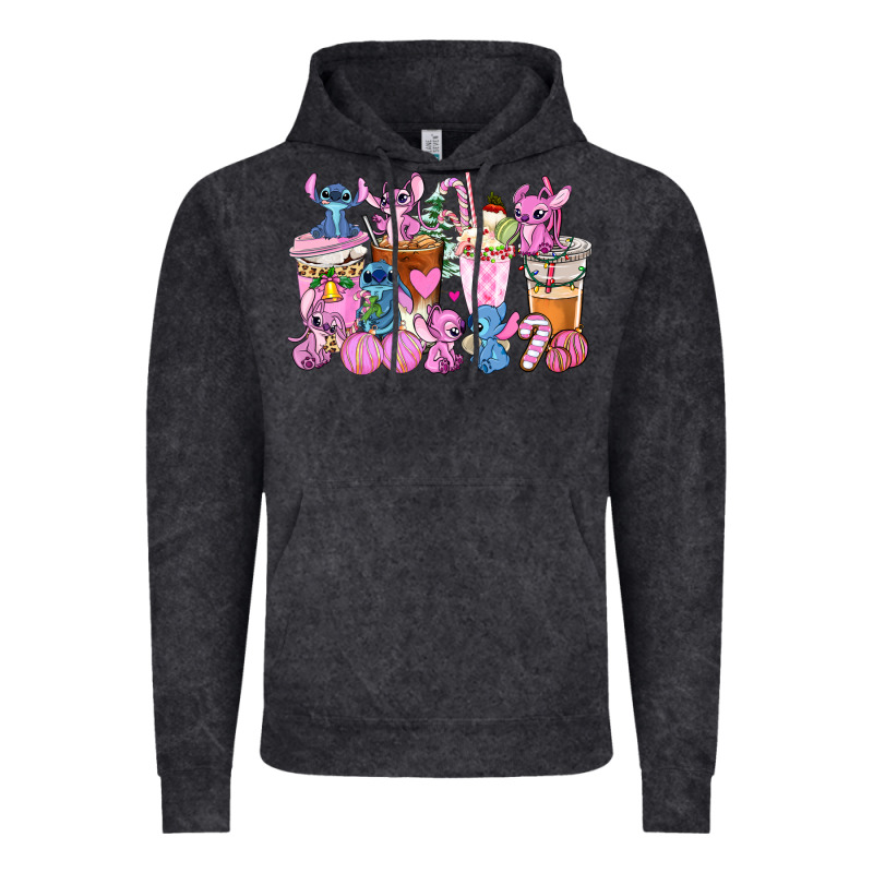 Stitch And Lilo Pink Christmas Coffee Cups Vintage Hoodie by AdoDesignShop | Teevron