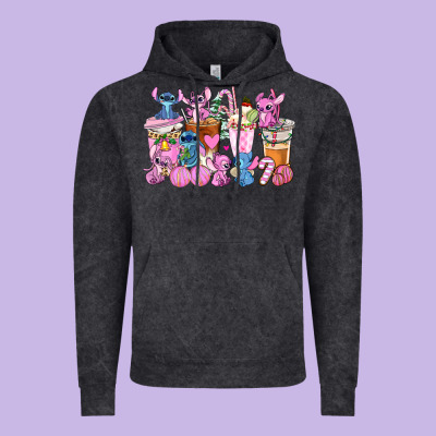 Stitch And Lilo Pink Christmas Coffee Cups Vintage Hoodie Designed By Adodesignshop