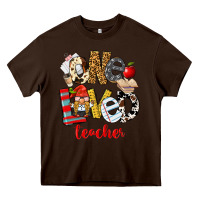 Chocolate Brown One Loved Teacher Heavy Core Tee - FaDigitalArtStudio