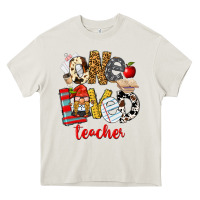 Cream One Loved Teacher Heavy Core Tee - FaDigitalArtStudio
