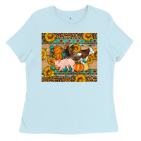 Baby Blue Fall Coop Animals Ladies Tee - Artiststas