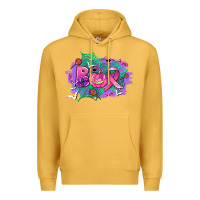 Mustard halloween boo with cancer ribbon Premium Hoodie - AdoDesignShop