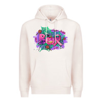 Pale Pink halloween boo with cancer ribbon Premium Hoodie - AdoDesignShop