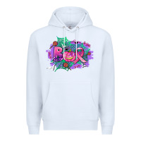 White halloween boo with cancer ribbon Premium Hoodie - AdoDesignShop