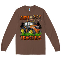 Chestnut just a boy who loves tractors Long Sleeve Tee - BarkalooDesign