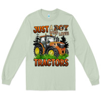 Matcha just a boy who loves tractors Long Sleeve Tee - BarkalooDesign
