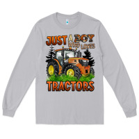 Moon Dust just a boy who loves tractors Long Sleeve Tee - BarkalooDesign