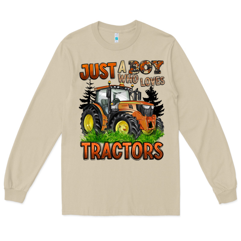 Just A Boy Who Loves Tractors Long Sleeve Tee by BarkalooDesign | Teevron