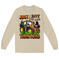Mushroom just a boy who loves tractors Long Sleeve Tee - BarkalooDesign
