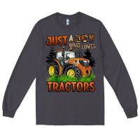 Smoke just a boy who loves tractors Long Sleeve Tee - BarkalooDesign