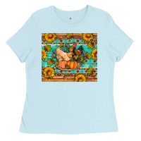 Baby Blue Fall coop animals pumpkin Ladies Tee - Artiststas