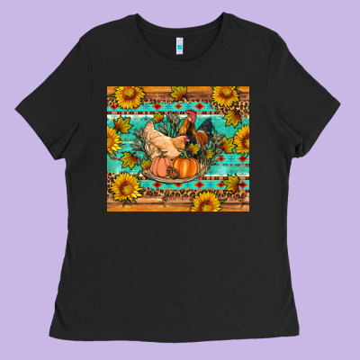 Fall Coop Animals Pumpkin Ladies Tee Designed By Artiststas