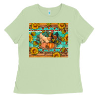Matcha Fall coop animals pumpkin Ladies Tee - Artiststas