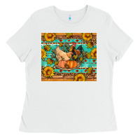 White Fall coop animals pumpkin Ladies Tee - Artiststas