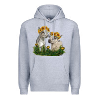 Heather Grey baby goats Premium Hoodie - RanaPortraitStore