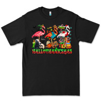 Black happy hallothanksmas flamingo Premium Tee - CowhideDigitalArt