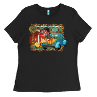 Black Farm Life Fall Barn And Truck Ladies Tee - Artiststas