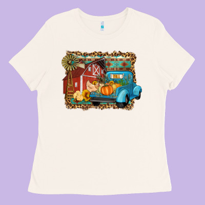 Farm Life Fall Barn And Truck Ladies Tee Designed By Artiststas