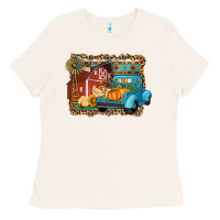 Bone Farm Life Fall Barn And Truck Ladies Tee - Artiststas