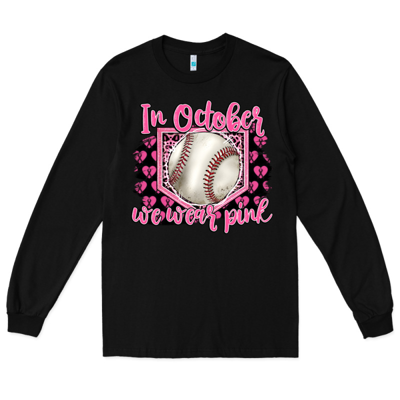 In October We Wear Pink Baseball Long Sleeve Tee by BarkalooDesign | Teevron