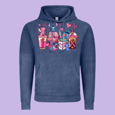 Breast Cancer Stitch Coffee Cups Vintage Hoodie Designed By Adodesignshop