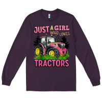Plum just a girl who loves tractors Long Sleeve Tee - BarkalooDesign