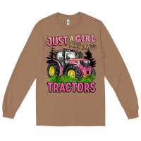 Toasted Coconut just a girl who loves tractors Long Sleeve Tee - BarkalooDesign