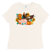 Bone Farm Life Fall Pig Cow Rooster Ladies Tee - Artiststas